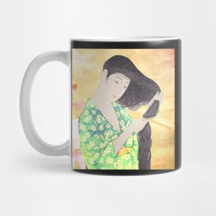 Beautiful Oriental Lady Brushing Her Hair Mug